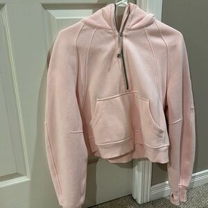 Lululemon oversized half zip scuba in size xs/s strawberry milk shake pink